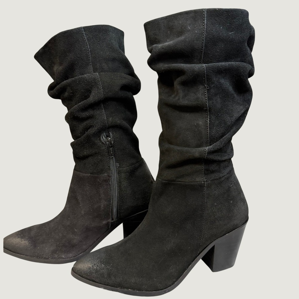 Matisse Darla Slouch Pointed Toe Mid Calf Boots Block Heel Side Zip Womens Sz 7